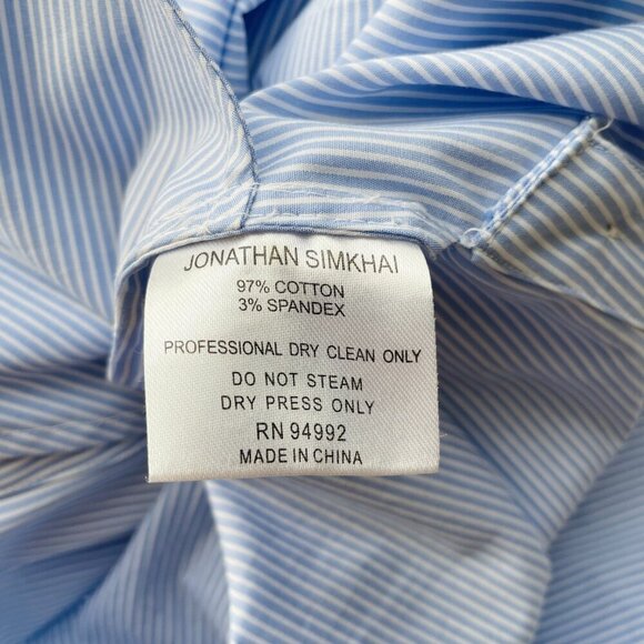 Jonathan Simkhai Striped Belted Shirt Dress Blue White Long Sleeve - Picture 7 of 8